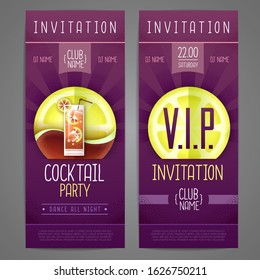 Invitation design. Cocktail disco party poster. Grainy texture vector illustration