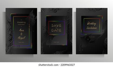 Invitation Design For A Gay Or Lesbian Wedding. Set Of Vector Templates.