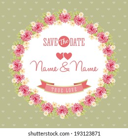 Invitation design over green background, vector illustration
