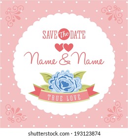 Invitation design over pink background, vector illustration