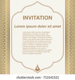 Invitation design template, frame and border vector decoration in floral vintage Thai pattern style illustration