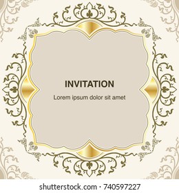 invitation design template vintage vector or background frame border decoration floral in classic art style illustration eps 10