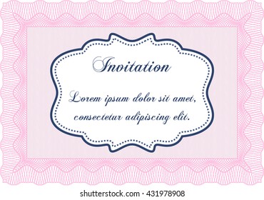 Invitation. Detailed. Complex design. Printer friendly. 