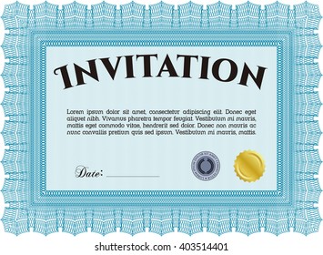 Invitation. Detailed. Printer friendly. Complex design. 