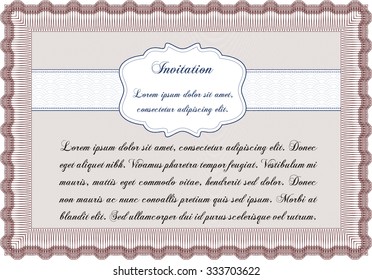 Invitation. Detailed.Complex design. With great quality guilloche pattern. 
