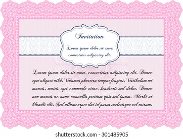 Invitation. Detailed.Retro design. With guilloche pattern and background. 