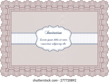 Invitación. Detallado.Con patrón de guilloche y fondo. Diseño artístico.  