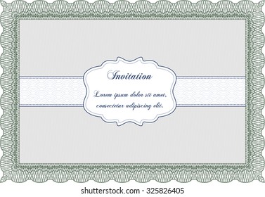 Invitation. Detailed.With guilloche pattern and background. Elegant design. 