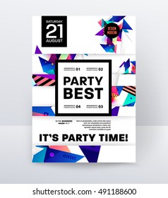Invitation Disco Party Poster Template with geometric background - vector illustration