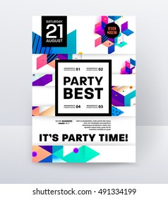 Plantilla de póster de la fiesta de la discoteca de la invitación con fondo geométrico - ilustración vectorial