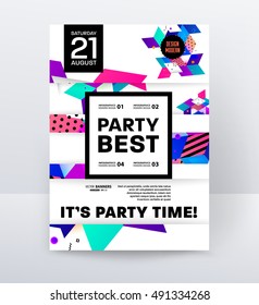 Plantilla de póster de la fiesta de la discoteca de la invitación con fondo geométrico - ilustración vectorial
