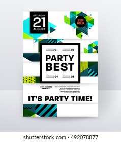 Invitation Disco Party Poster Template with geometric background - vector illustration