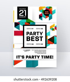 Invitation Disco Party Poster Template with geometric background - vector illustration