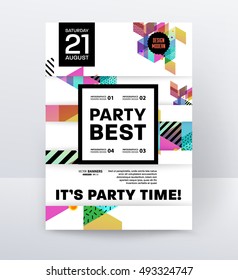 Invitation Disco Party Poster Template with geometric background - vector illustration