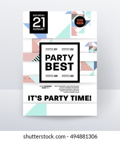 Plantilla de póster de la fiesta de la discoteca de la invitación con fondo geométrico - ilustración vectorial