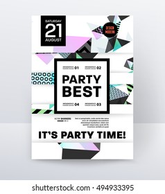 Plantilla de póster de la fiesta de la discoteca de la invitación con fondo geométrico - ilustración vectorial