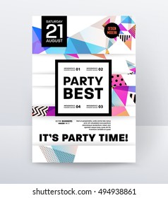 Plantilla de póster de la fiesta de la discoteca de la invitación con fondo geométrico - ilustración vectorial