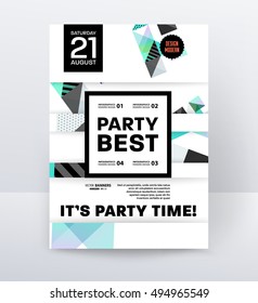 Invitation Disco Party Poster Template with geometric background - vector illustration