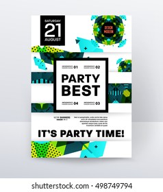 Invitation Disco Party Poster Template with geometric background - vector illustration
