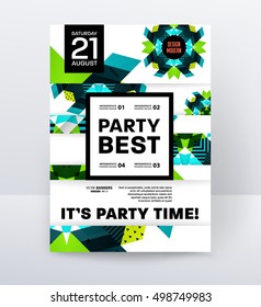 Invitation Disco Party Poster Template with geometric background - vector illustration