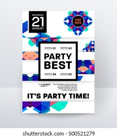 Plantilla de póster de la fiesta de la discoteca de la invitación con fondo geométrico - ilustración vectorial