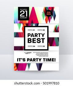 Invitation Disco Party Poster Template with geometric background - vector illustration