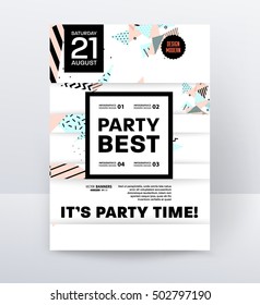 Plantilla de póster de la fiesta de la discoteca de la invitación con fondo geométrico - ilustración vectorial
