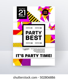 Invitation Disco Party Poster Template with geometric background - vector illustration
