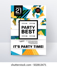 Einladung Disco Party Poster Template mit geometrischem Hintergrund - Vektorgrafik