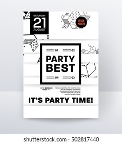 Invitation Disco Party Poster Template with geometric background - vector illustration