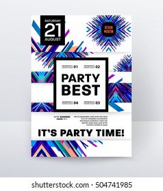 Plantilla de póster de la fiesta de la discoteca de la invitación con fondo geométrico - ilustración vectorial