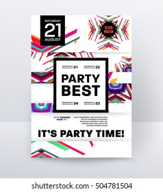 Invitation Disco Party Poster Template with geometric background - vector illustration