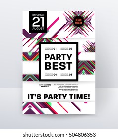 Invitation Disco Party Poster Template with geometric background - vector illustration