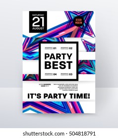 Invitation Disco Party Poster Template with geometric background - vector illustration