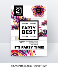Invitation Disco Party Poster Template with geometric background - vector illustration