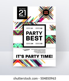 Invitation Disco Party Poster Template with geometric background - vector illustration