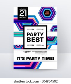 Invitation Disco Party Poster Template with geometric background - vector illustration