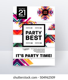 Invitation Disco Party Poster Template with geometric background - vector illustration