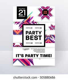 Invitation Disco Party Poster Template with geometric background - vector illustration