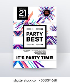 Invitation Disco Party Poster Template with geometric background - vector illustration