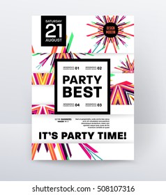 Invitation Disco Party Poster Template with geometric background - vector illustration