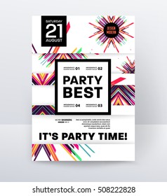 Plantilla de póster de la fiesta de la discoteca de la invitación con fondo geométrico - ilustración vectorial