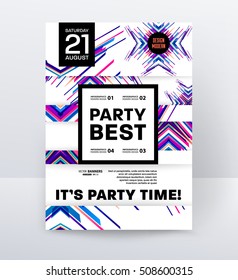 Invitation Disco Party Poster Template with geometric background - vector illustration