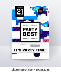 Invitation Disco Party Poster Template with geometric background - vector illustration