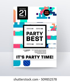 Invitation Disco Party Poster Template with geometric background - vector illustration