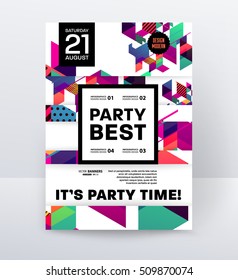 Plantilla de póster de la fiesta de la discoteca de la invitación con fondo geométrico - ilustración vectorial