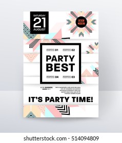 Plantilla de póster de la fiesta de la discoteca de la invitación con fondo geométrico - ilustración vectorial