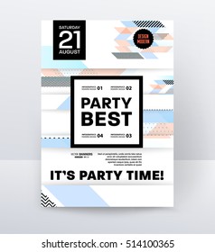 Invitation Disco Party Poster Template with geometric background - vector illustration