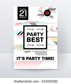 Invitation Disco Party Poster Template with geometric background - vector illustration