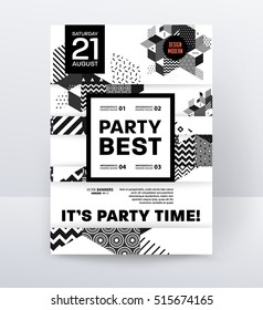 Invitation Disco Party Poster Template with geometric background - vector illustration